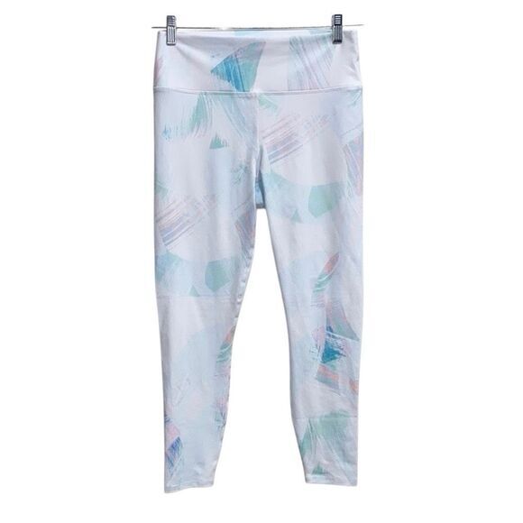 Fabletics High Waisted 7/8 Leggings Retro White Pastel Brushstroke Print, Size L - Picture 1 of 11
